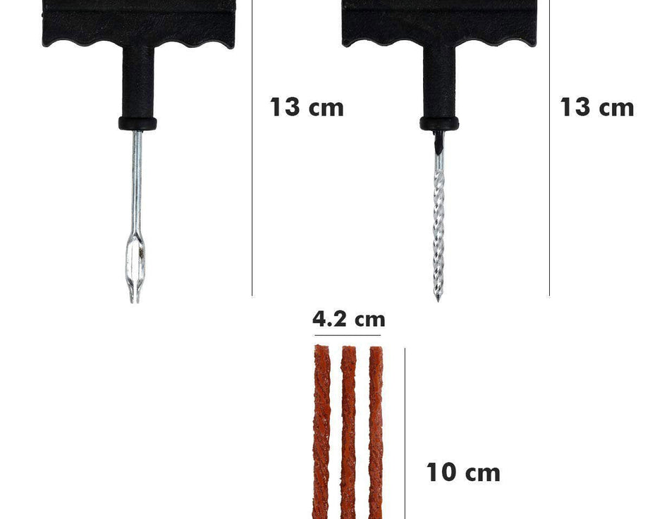 Tyre repair kit with extra strips and pliers