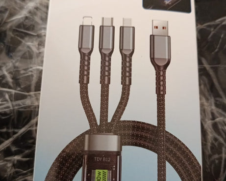3-in-1 Super Fast Charging Cable 100w, Multifunctional Convenient Super Fast Charging Cable Nylon Braided Cord, 3-in-1 Silicone Zinc Alloy 3 Head Charging Cable