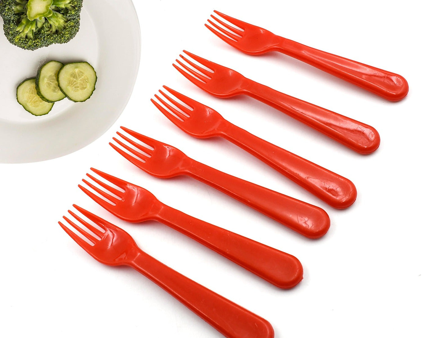 Plastic Fork Spoon, Fork Spoon Set, Fruit Fork Spoon Set | Baby Fork Spoon/Vegetable Fork Spoon, Plastic Salad Spoon, Dessert Spoon (6pc set)