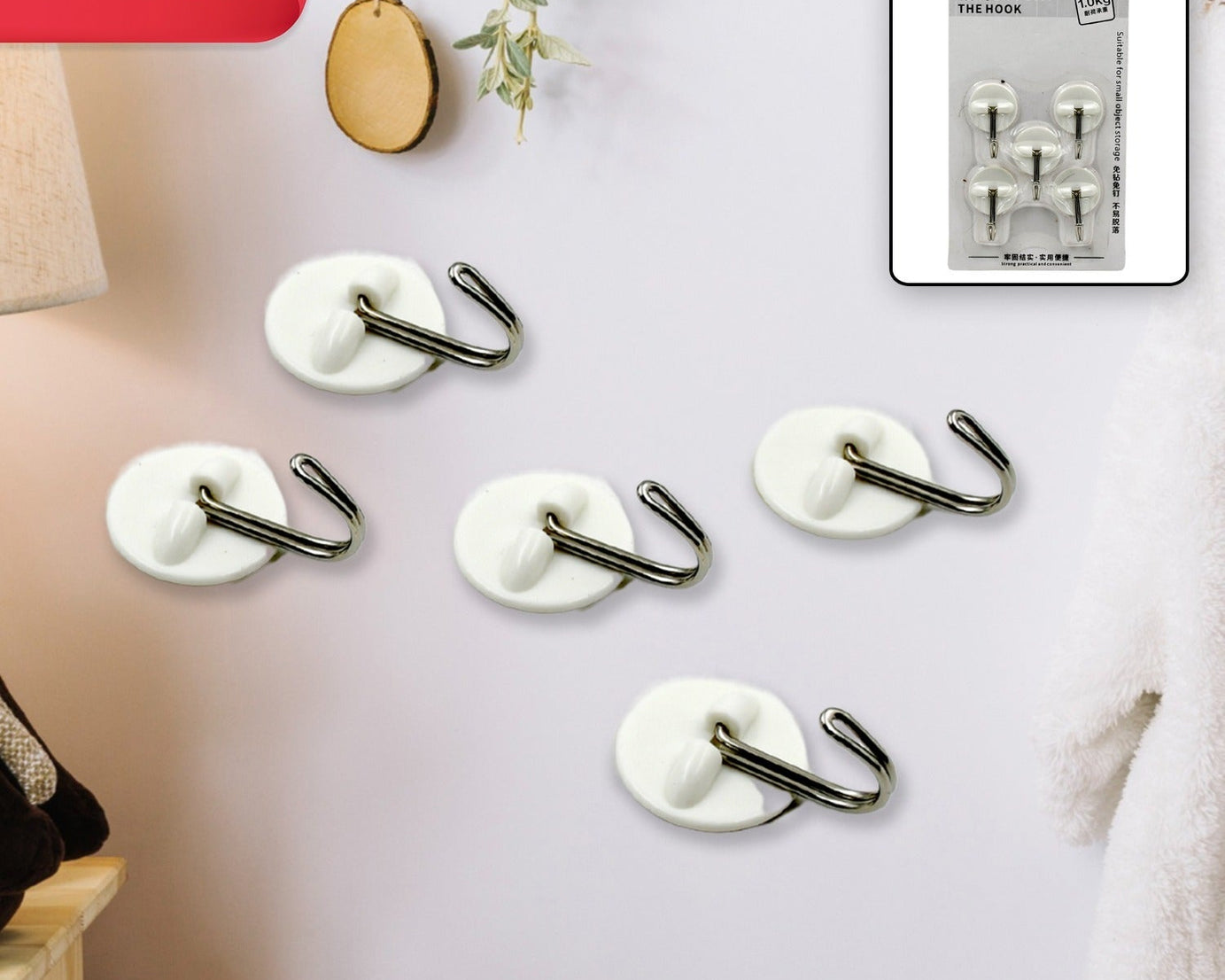 Multipurpose Strong Hook Self-Adhesive hooks for wall Heavy Plastic Hook, Sticky Hook Household For Home, Decorative Hooks, Bathroom & All Type Wall Use Hook, Suitable for Bathroom, Kitchen, Office