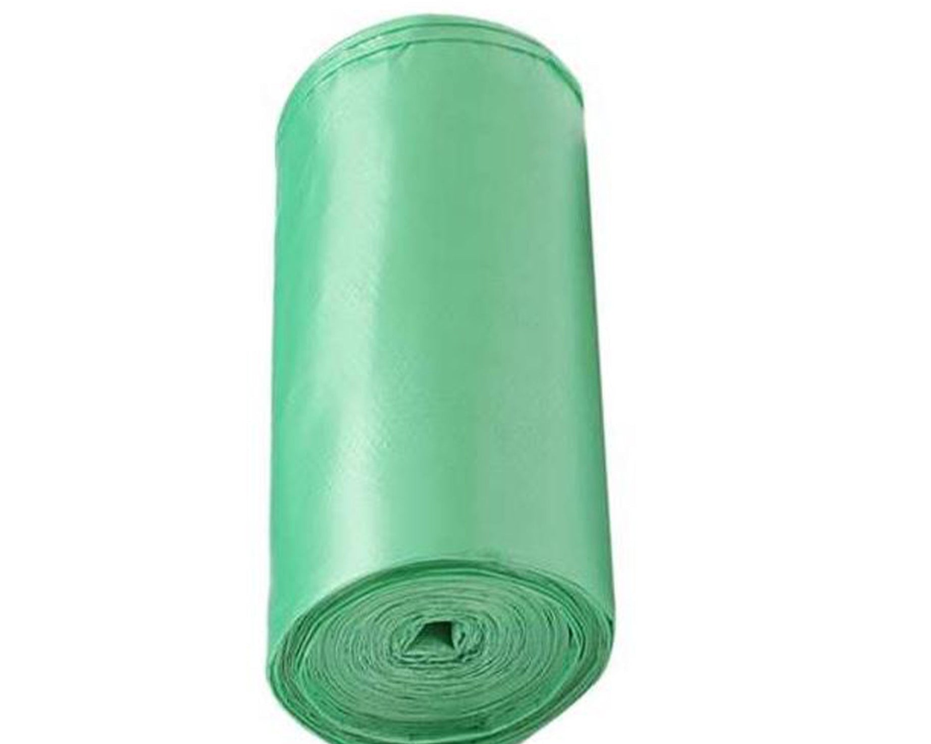 Green biodegradable garbage bags for eco-friendly waste disposal.