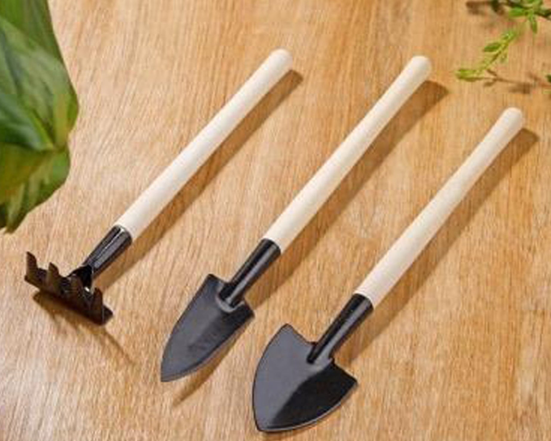 Trowel, shovel, and rake for kids' gardening