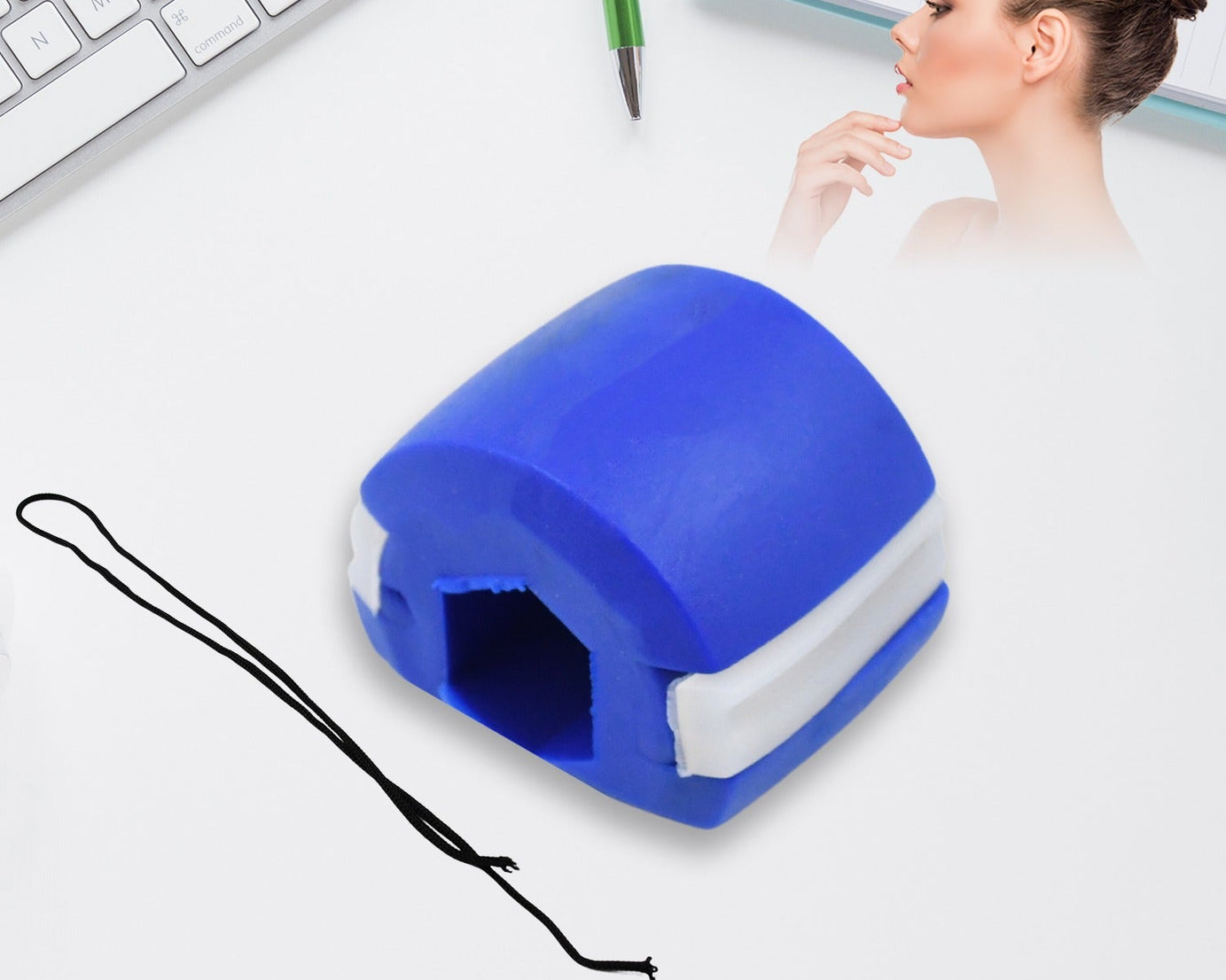 6128 DARK BLUE MOUTH EXERCISER USED TO GAIN SHARP AND CHISELLED EASILY AND FAST.
