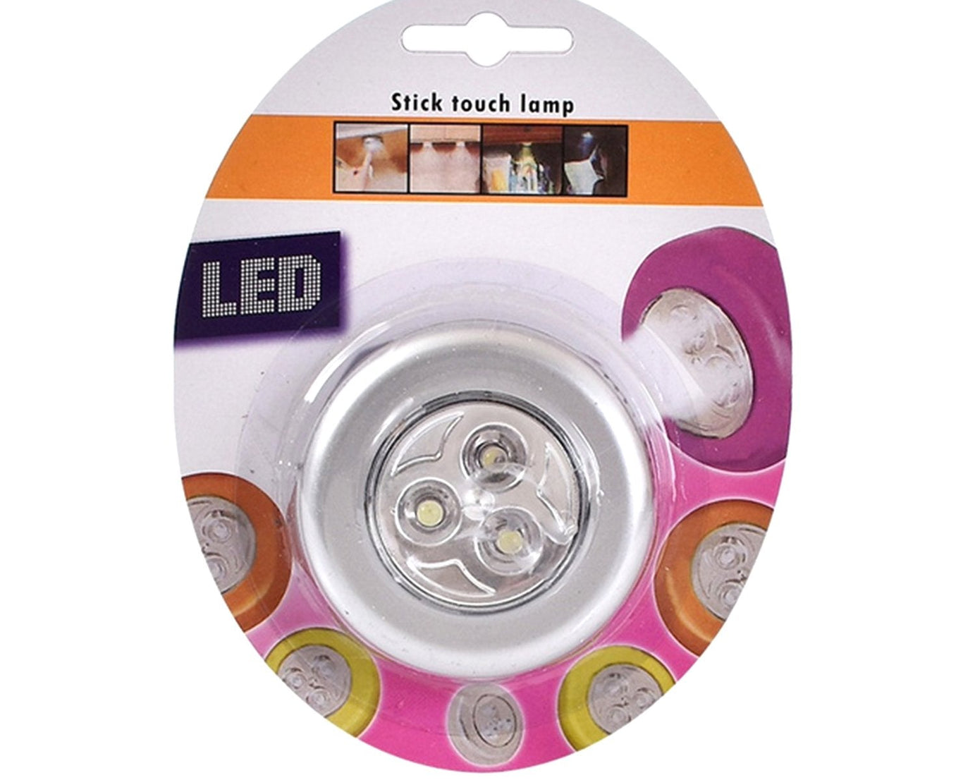 Stick-on LED light, side view.