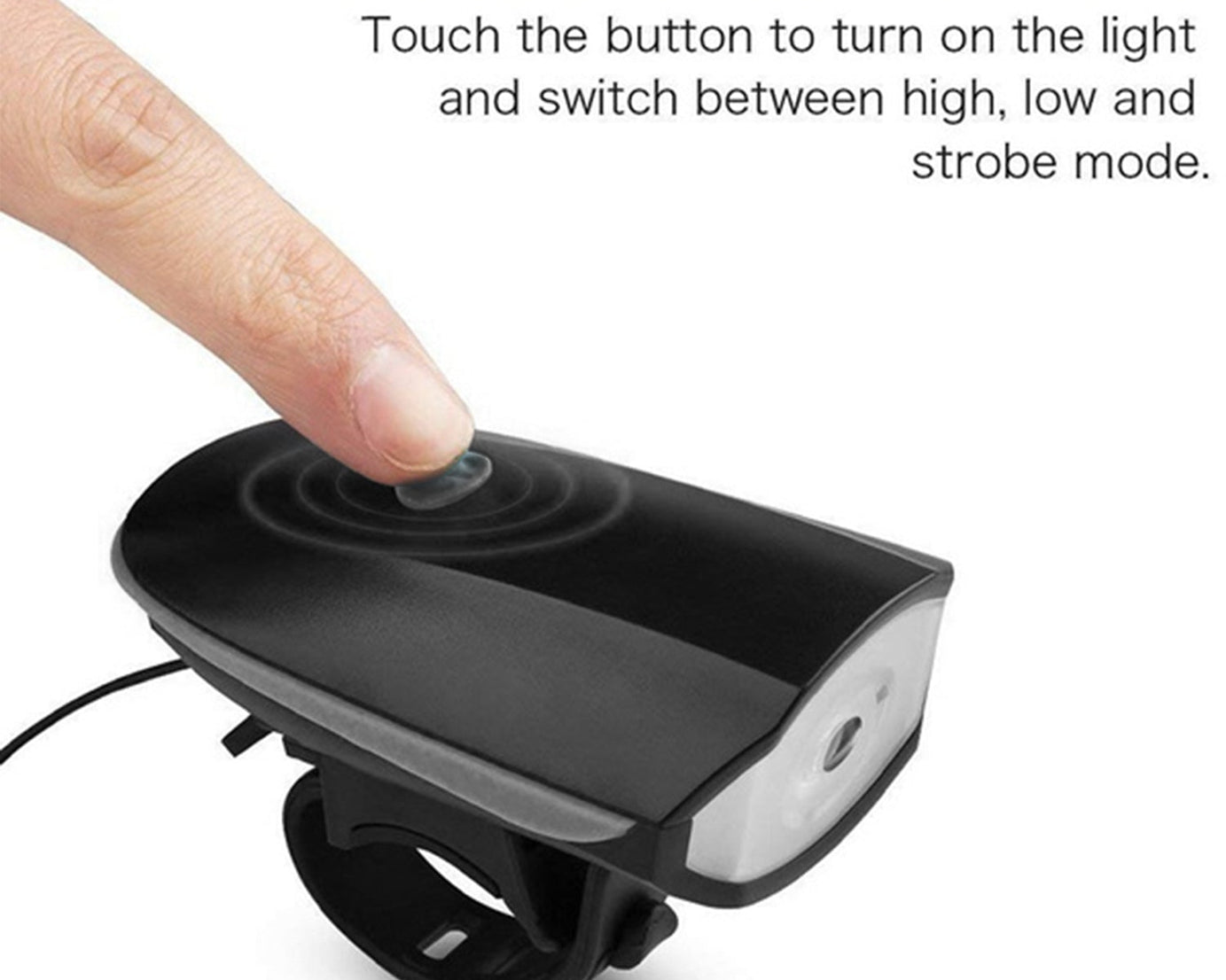 Horn mounted on bicycle.