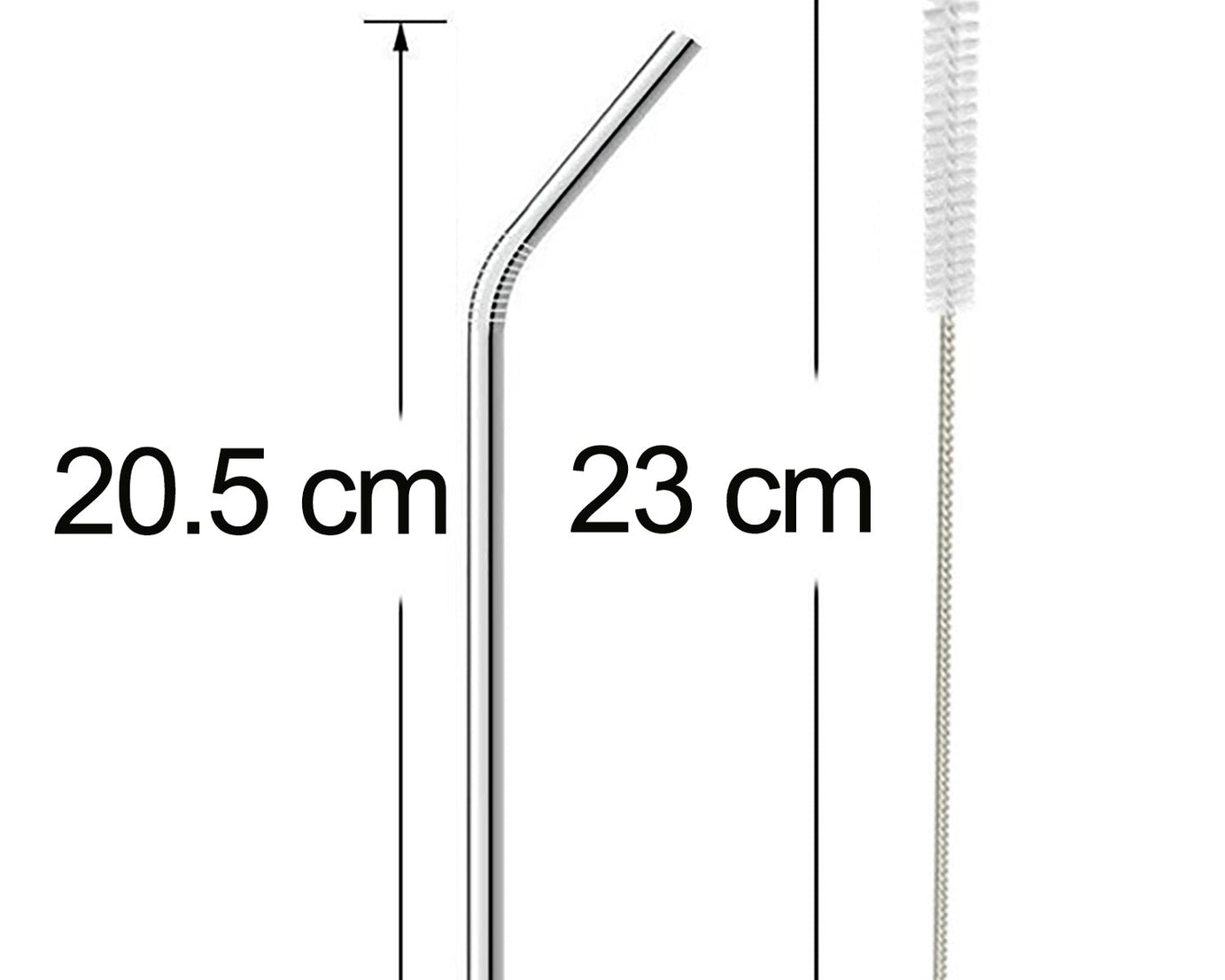 Reusable Stainless Steel Drinking Straws Bent (4 Bent Straws, 1 Brush)