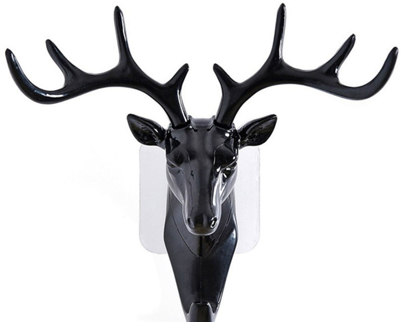 Decorative deer head hook with adhesive backing for doors