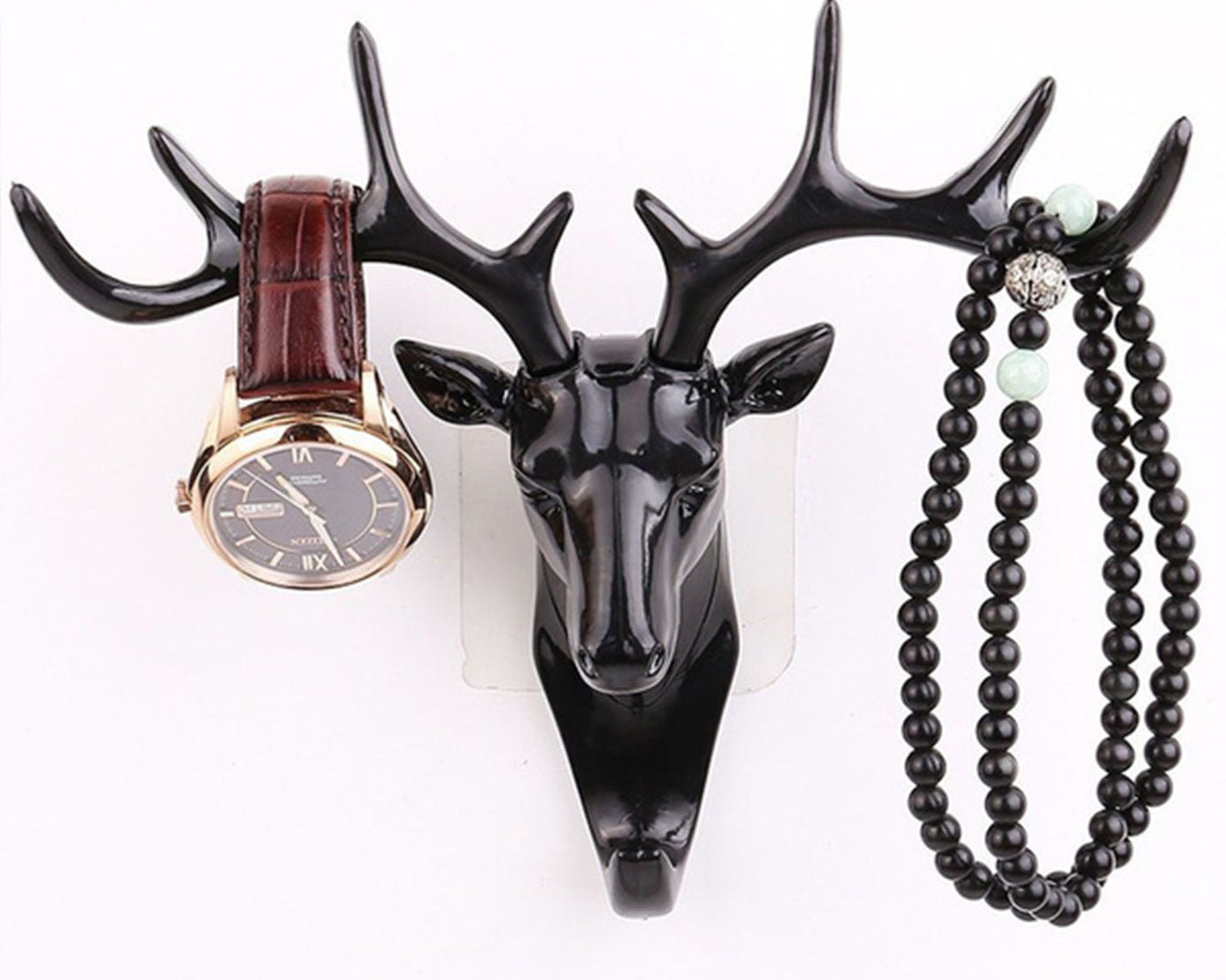 Deer head wall hook with adhesive for easy installation