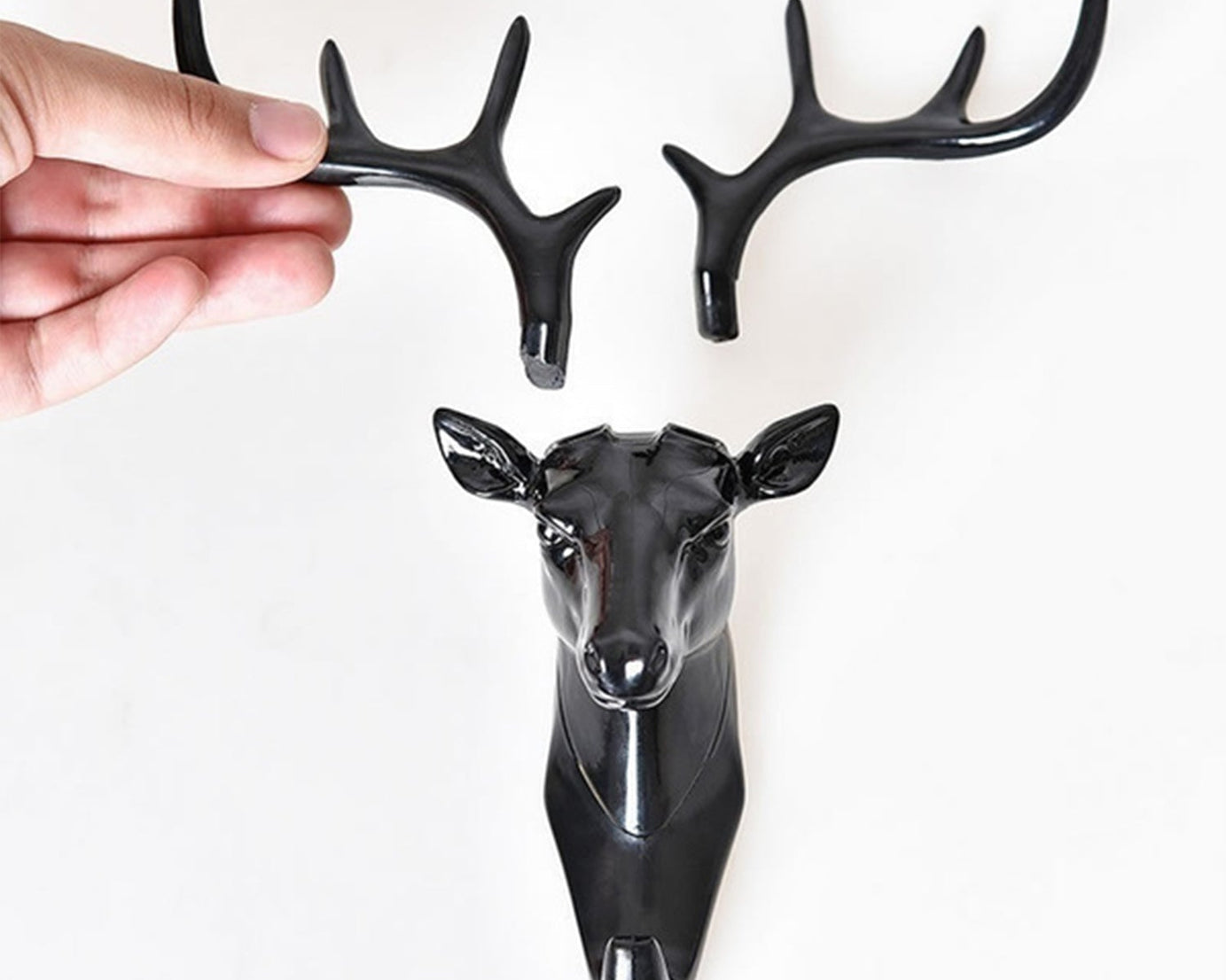 Decorative self-adhesive deer head hook for wall decoration