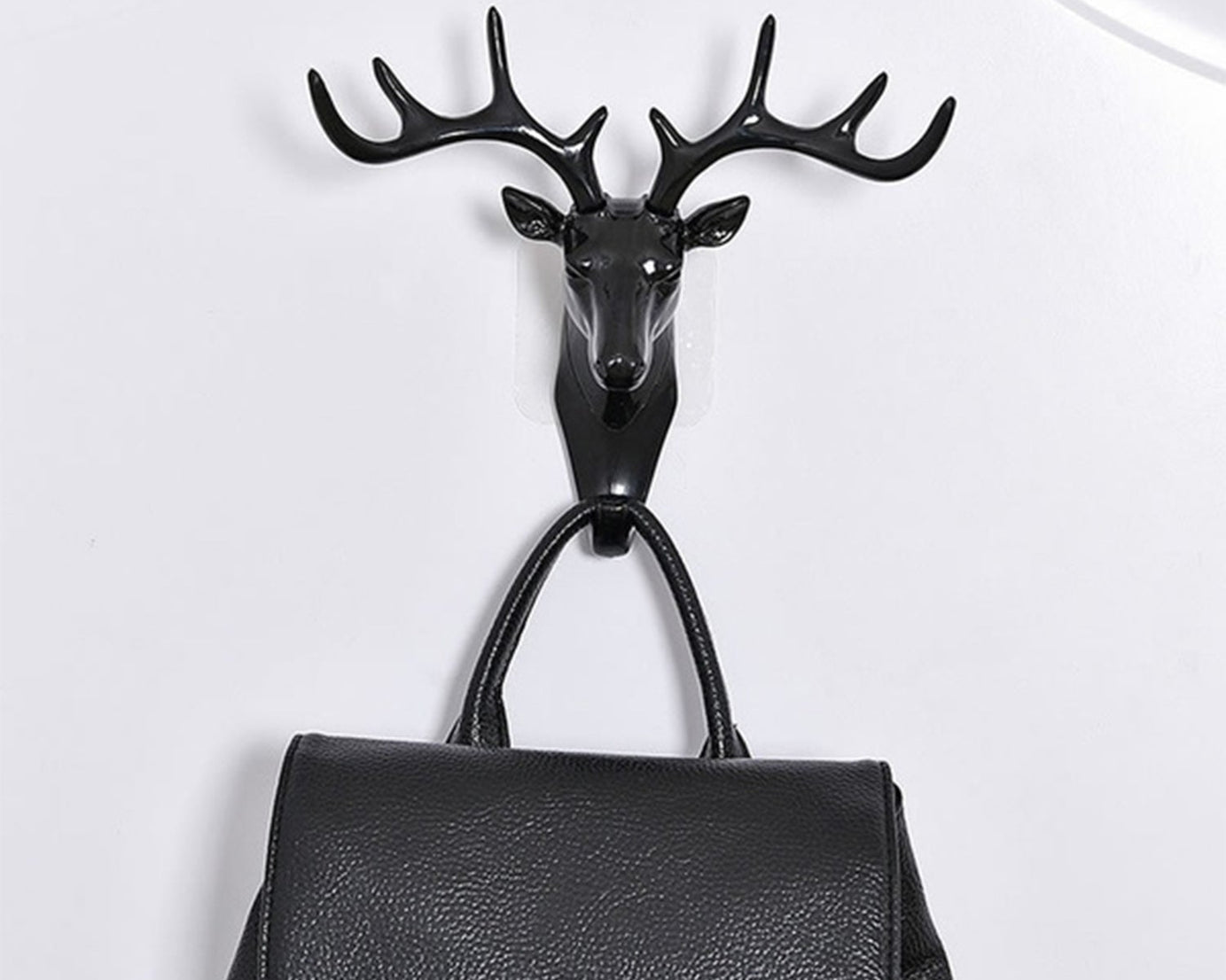 Deer head door hook with self-adhesive feature for hanging