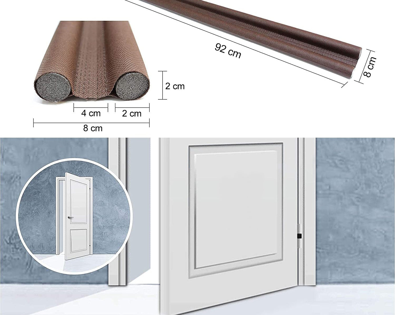 Twin door draft stopper with easy installation