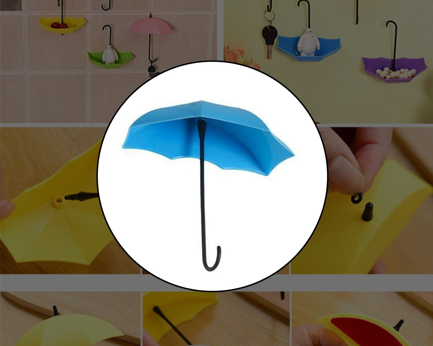 Colorful umbrella key holder with hooks