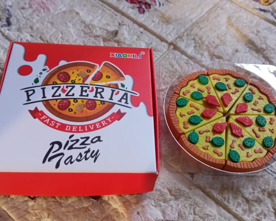 3D Pizza Slices Kids Favourite Food Eraser, Pizza 7 slice eraser for kids Adults fast food lover Stationary Kit Fancy & Stylish Colorful Erasers, for Return Gift, Birthday Party, School Prize