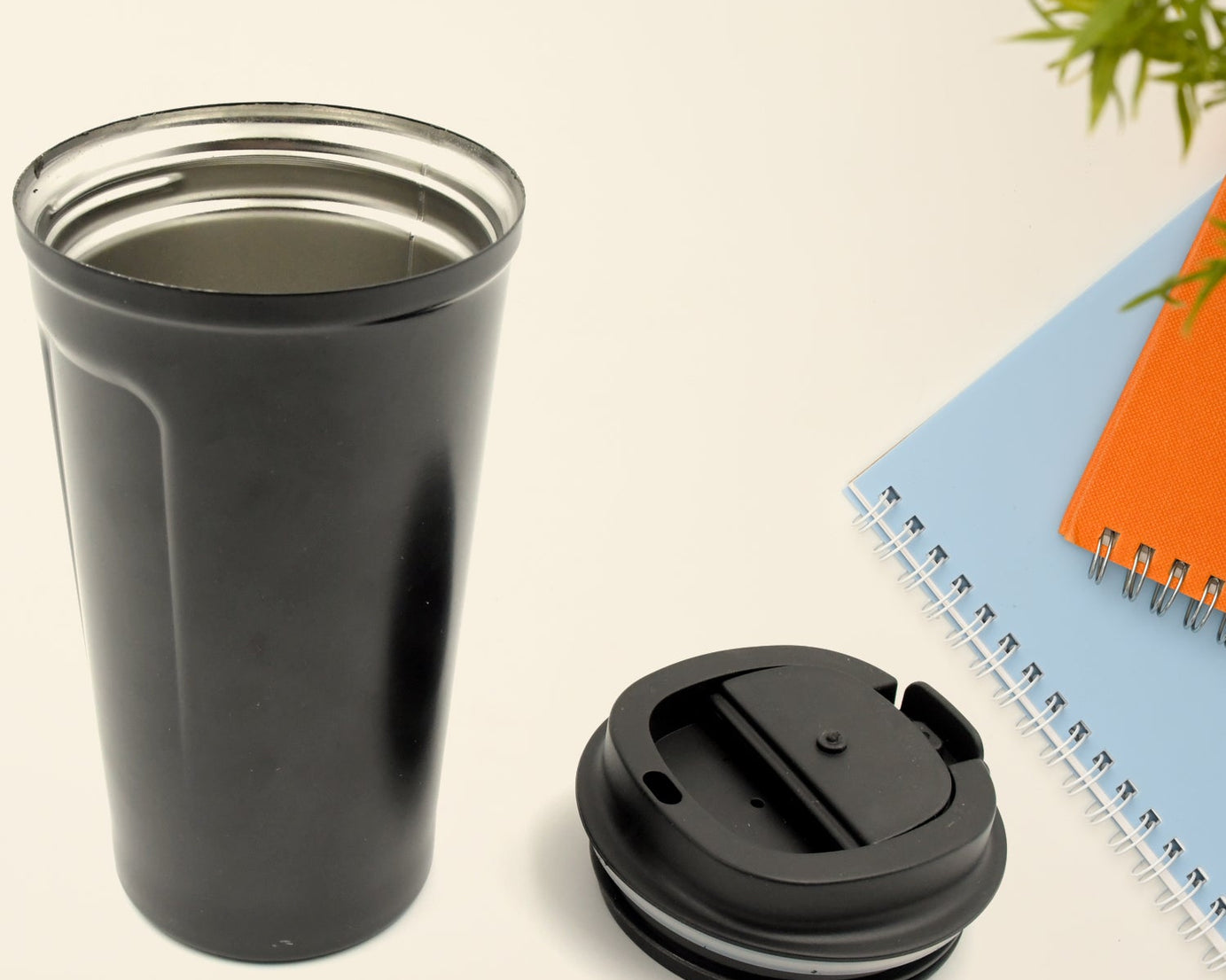 12512 Inside Stainless Steel & Outside Plastic Vacuum Insulated  Insulated Coffee Cups Double Walled Travel Mug, Car Coffee Mug with Leak Proof Lid Reusable Thermal Cup for Hot Cold Drinks Coffee, Tea (1 Pc)