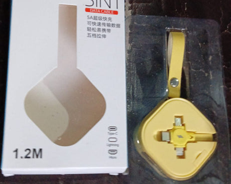 3 in 1 Charger Cable, Retractable Type, Compatible with Smartphones (1 Pc)
