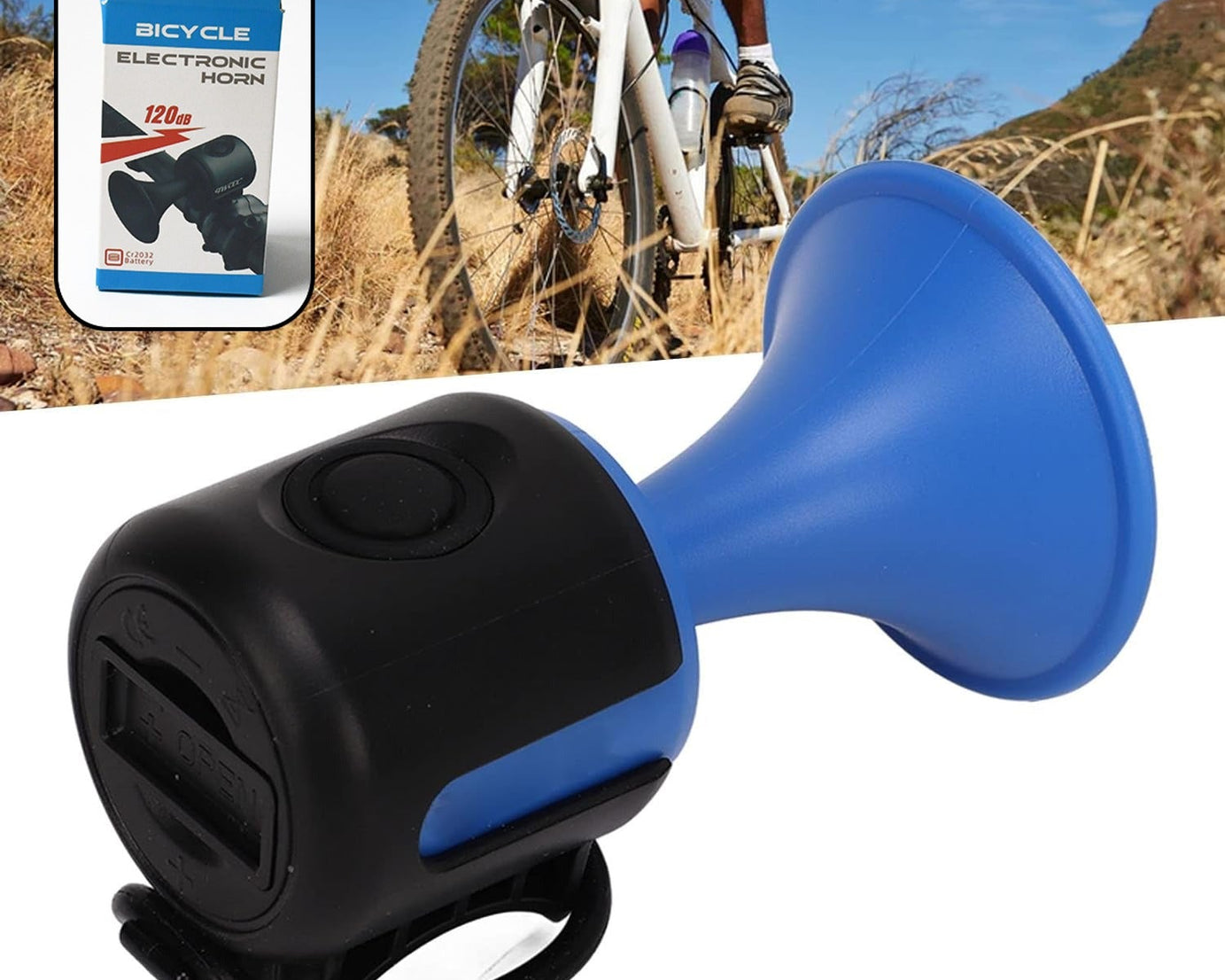Bicycle Air Horn Loud - 120dB 1 Sound Mode Electronic Bicycle Bell,Super Electric Horn with Long Standby Button Battery Operated/IPX4 Waterproof Loud Bell for Adults