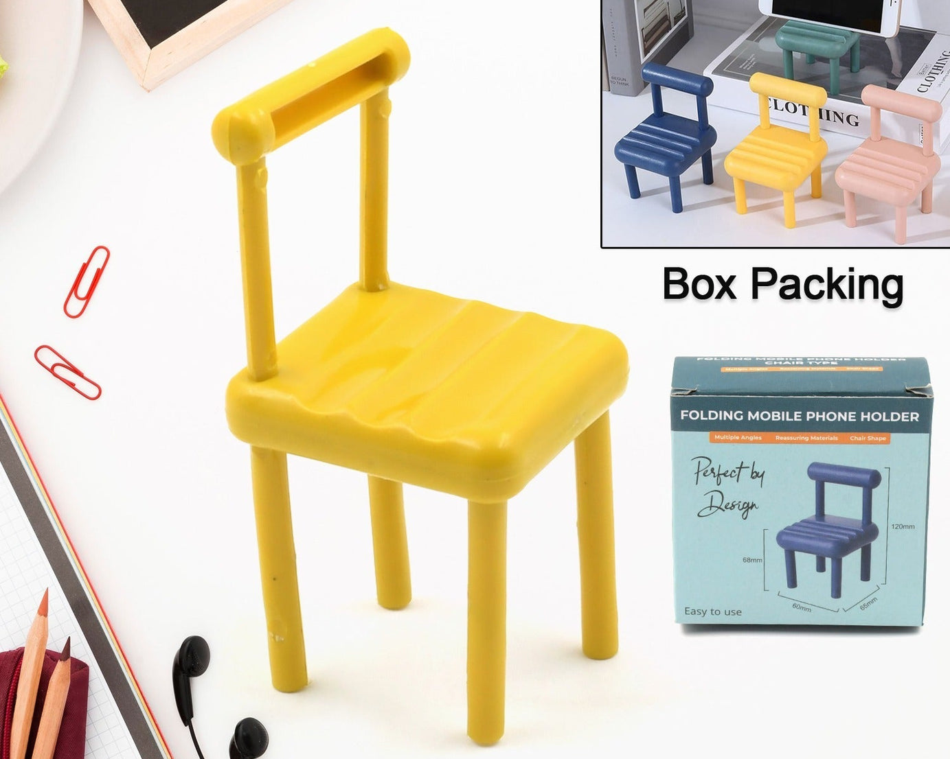 Mobile Phone Holder, Mini Chair Cell Phone Stand, Portable Smartphone Dock, Cellphone Holder for Desktop Design Compatible with All Mobile Phones (1 Pc)