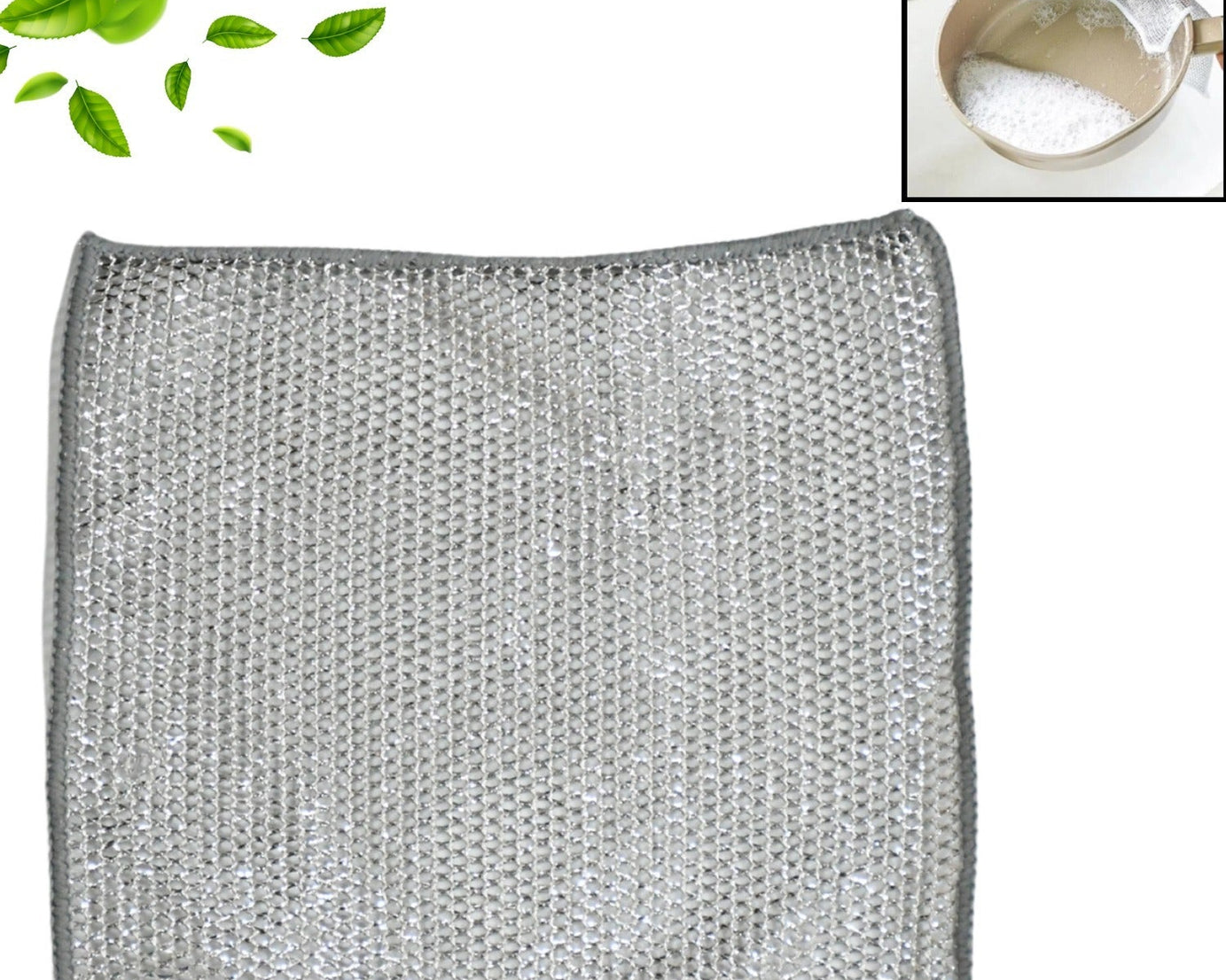 Double-Sided Multipurpose Microfiber Cloths, Stainless Steel Scrubber, Non-Scratch Wire Dishcloth, Durable Kitchen Scrub Cloth (1 Pc / 20 x 20 Cm)