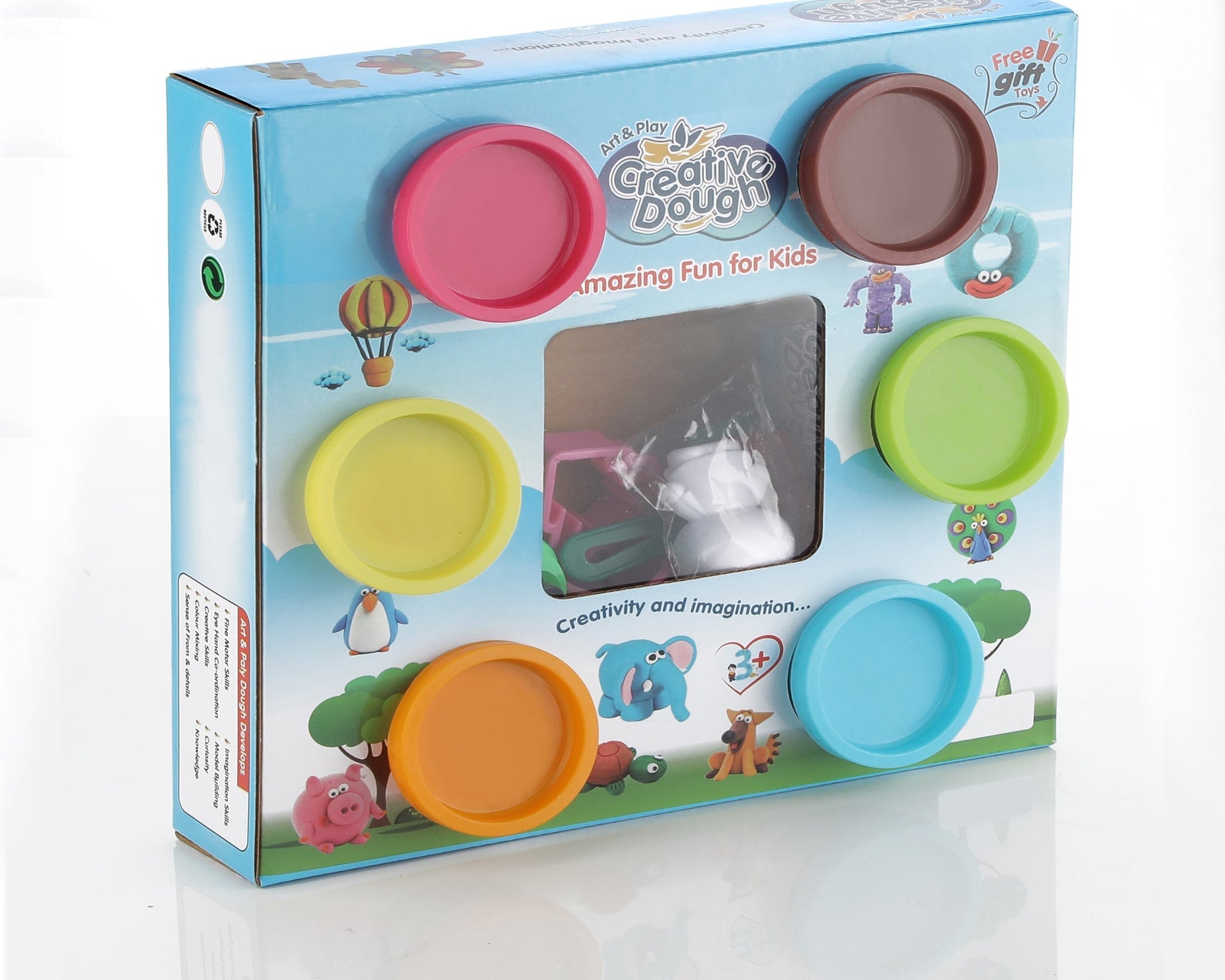 Pack of 6 non-toxic dough clay moulds in 5 colors