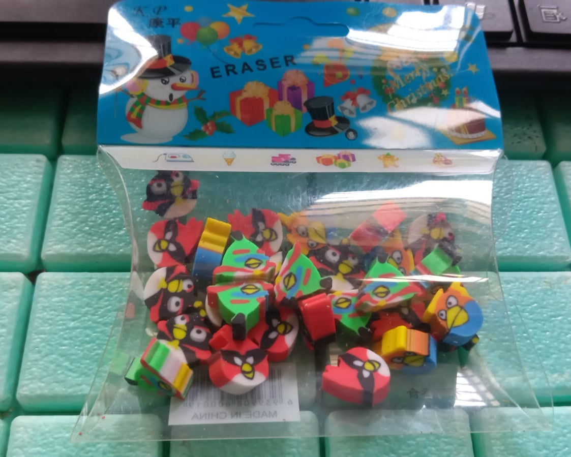 Fancy & Stylish Colorful Erasers, Mini Eraser Creative Cute Novelty Eraser for Children Different Designs Eraser Set for Return Gift, Birthday Party, School Prize (28 Pcs In 1 Packet)