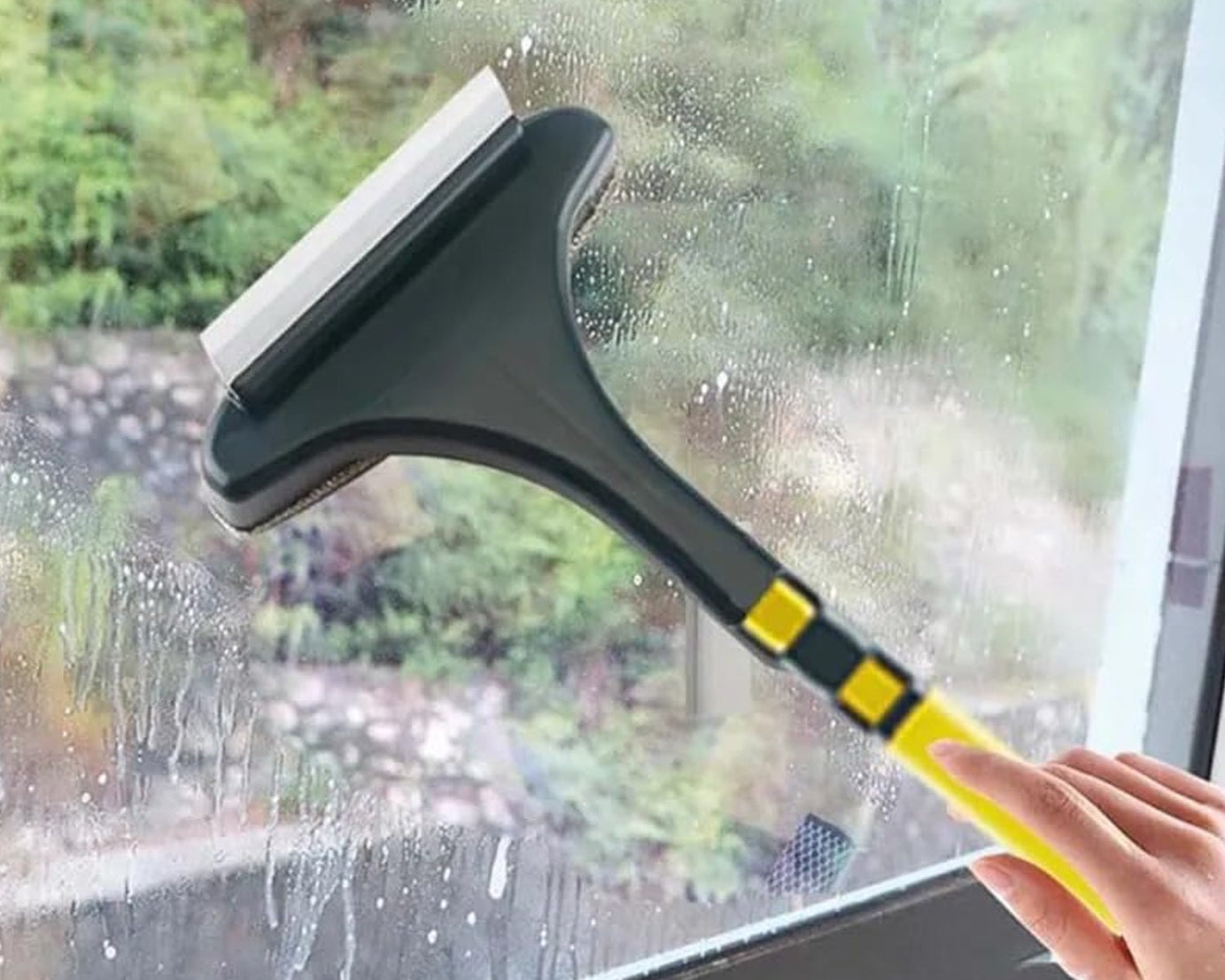 Brush 2 in 1 Mesh Cleaning Brush & Wiper with Extended Handle Window Cleaning Brush Net Cleaner,Magic Window Cleaner Brush, Window Mesh Cleaner (1 Pc)
