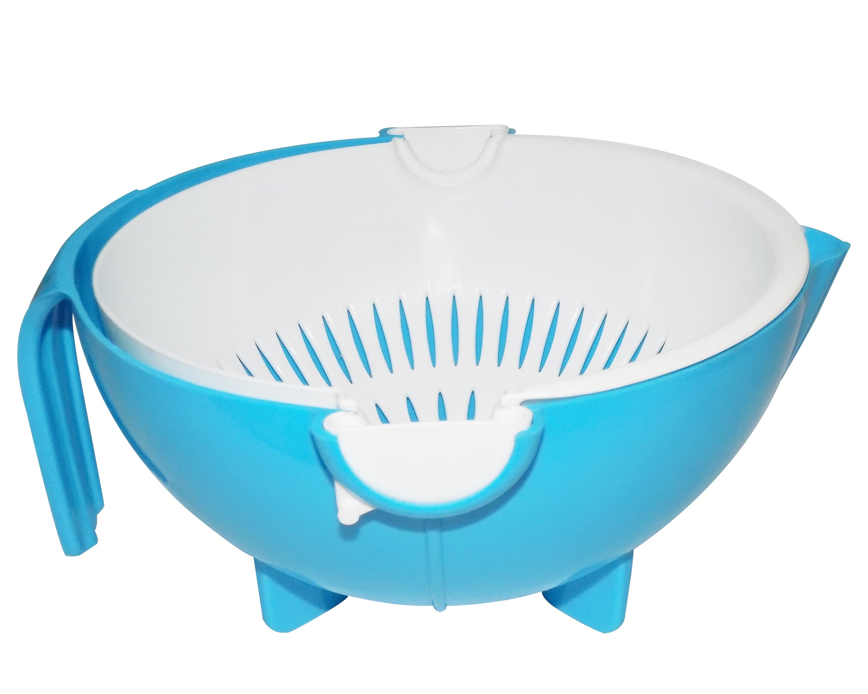 Multi-functional bowl and strainer with handle for washing fruits and vegetables.
