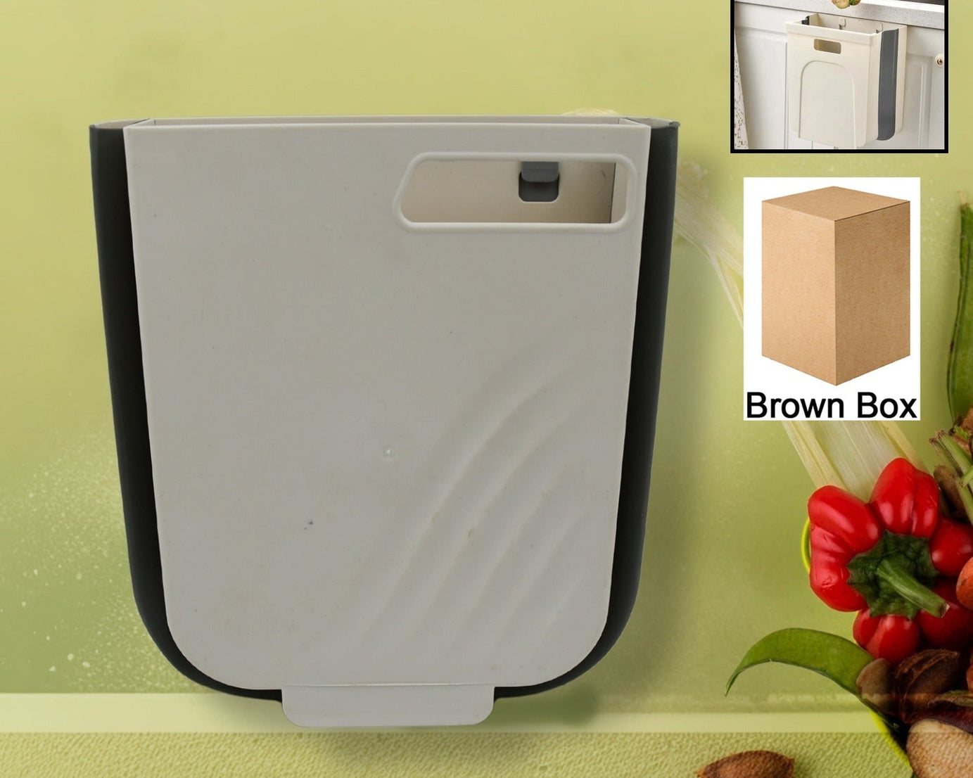 Hanging Trash Can for Kitchen Cabinet Door, Small Collapsible Foldable Waste Bins, Hanging Trash Holder for Bathroom Bedroom Office Car, Portable