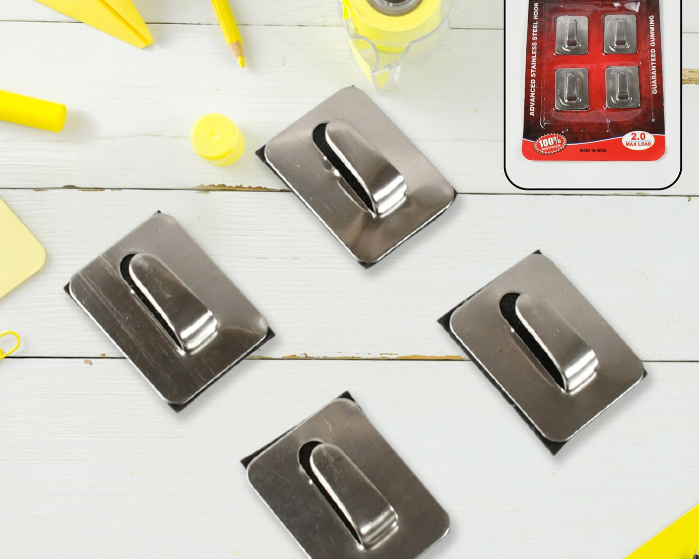 Self- Adhesive Hooks, Heavy Duty Wall Hooks Hangers Stainless Steel Waterproof Sticky Hooks for Hanging Robe Coat Towel Kitchen Bathroom and.