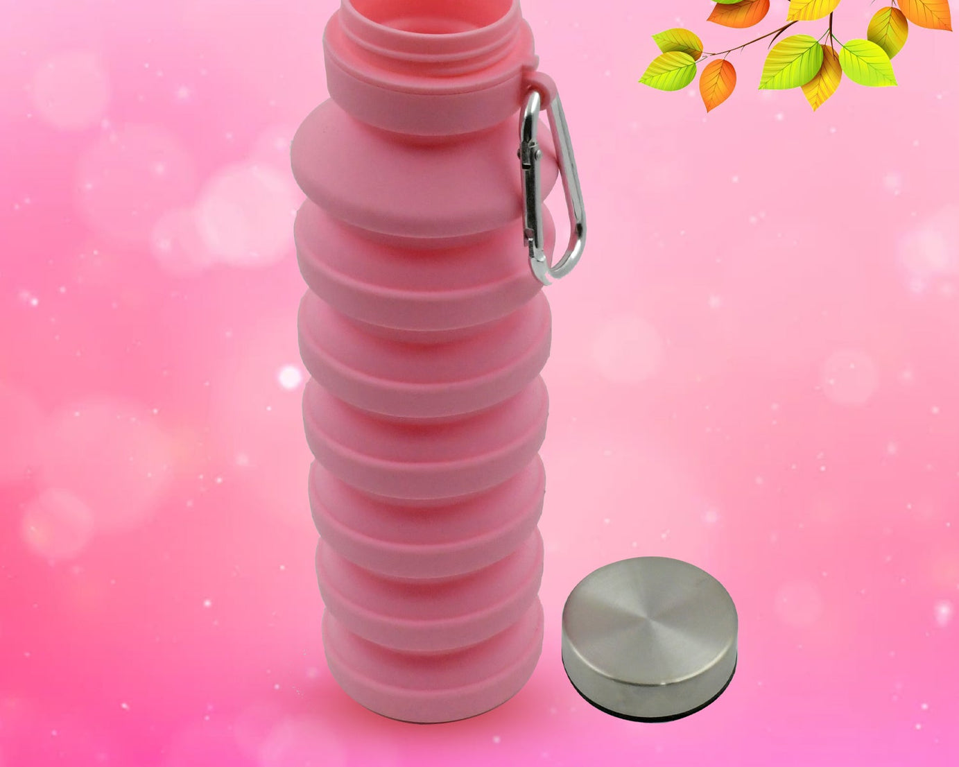 Foldable Water Bottle, Silicone Leak Proof Portable Sports Travel Water Bottle for Outdoor, Gym, Hiking (1 Pc / 24 cm Foldable)