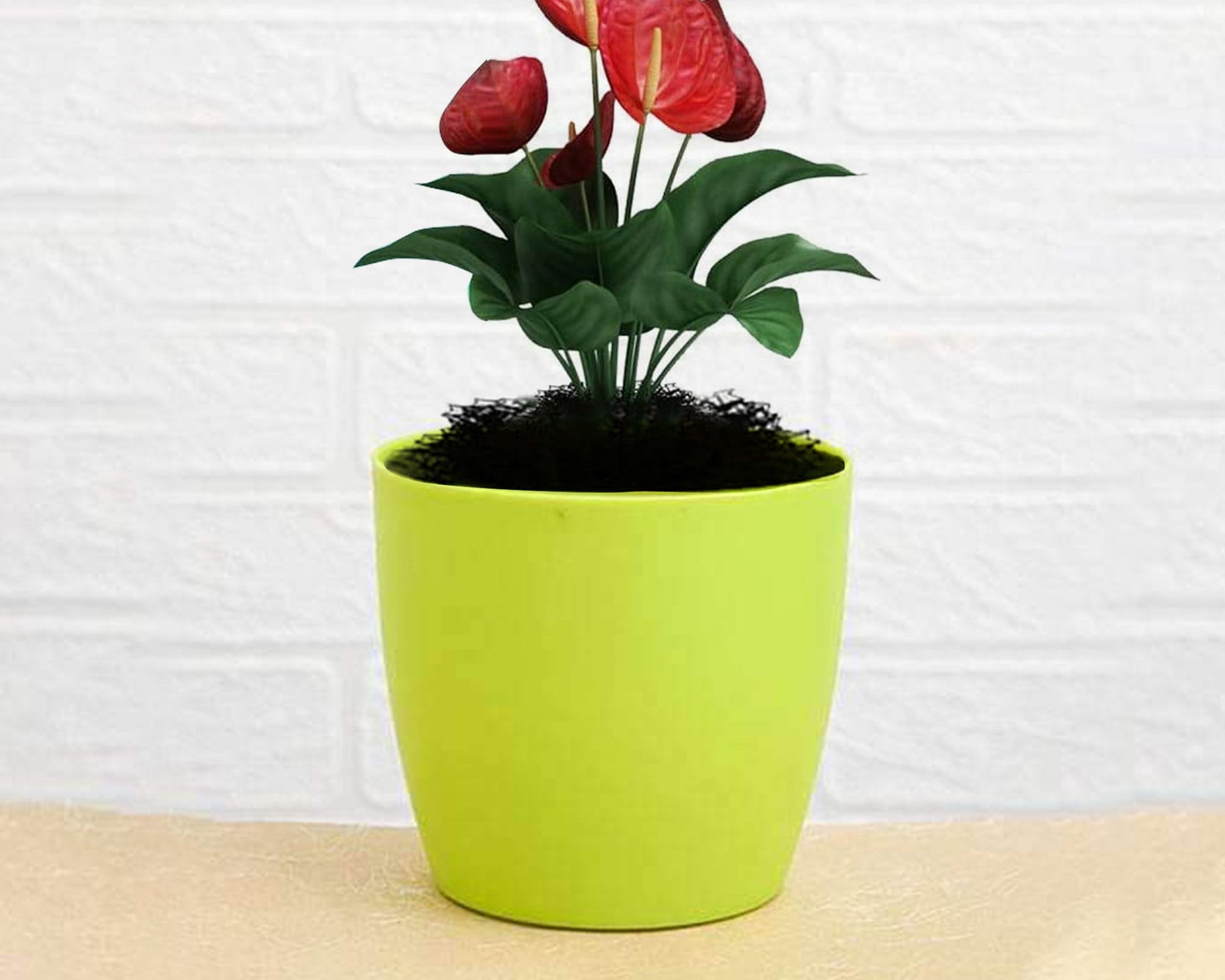 Plastic round flower pots for indoor/outdoor use