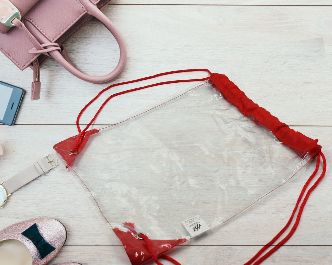 Plastic Waterproof Pouch Transparent Stadium Bags Clear String Bag for Gym Concert Travel Beach Swimming Sport