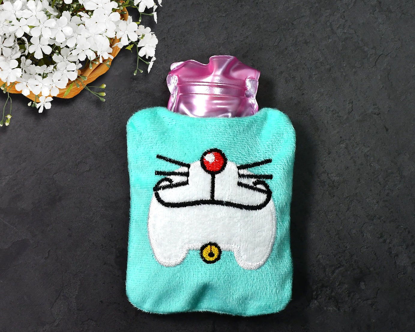 6529 Doremon Cartoon small Hot Water Bag with Cover for Pain Relief, Neck, Shoulder Pain and Hand, Feet Warmer, Menstrual Cramps.