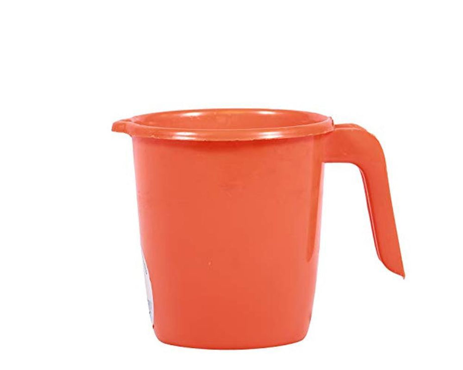 Durable plastic mug for bathroom.
