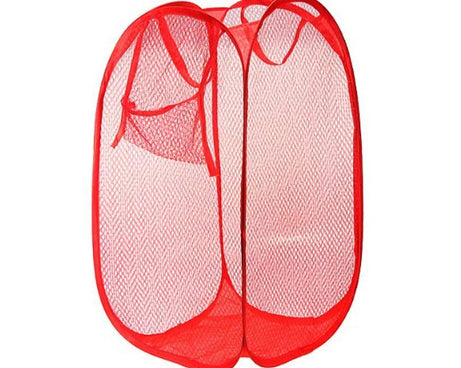 Foldable mesh laundry hamper basket