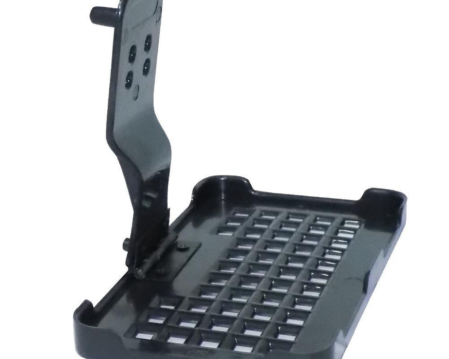 Wall-mounted phone charging stand with holder.