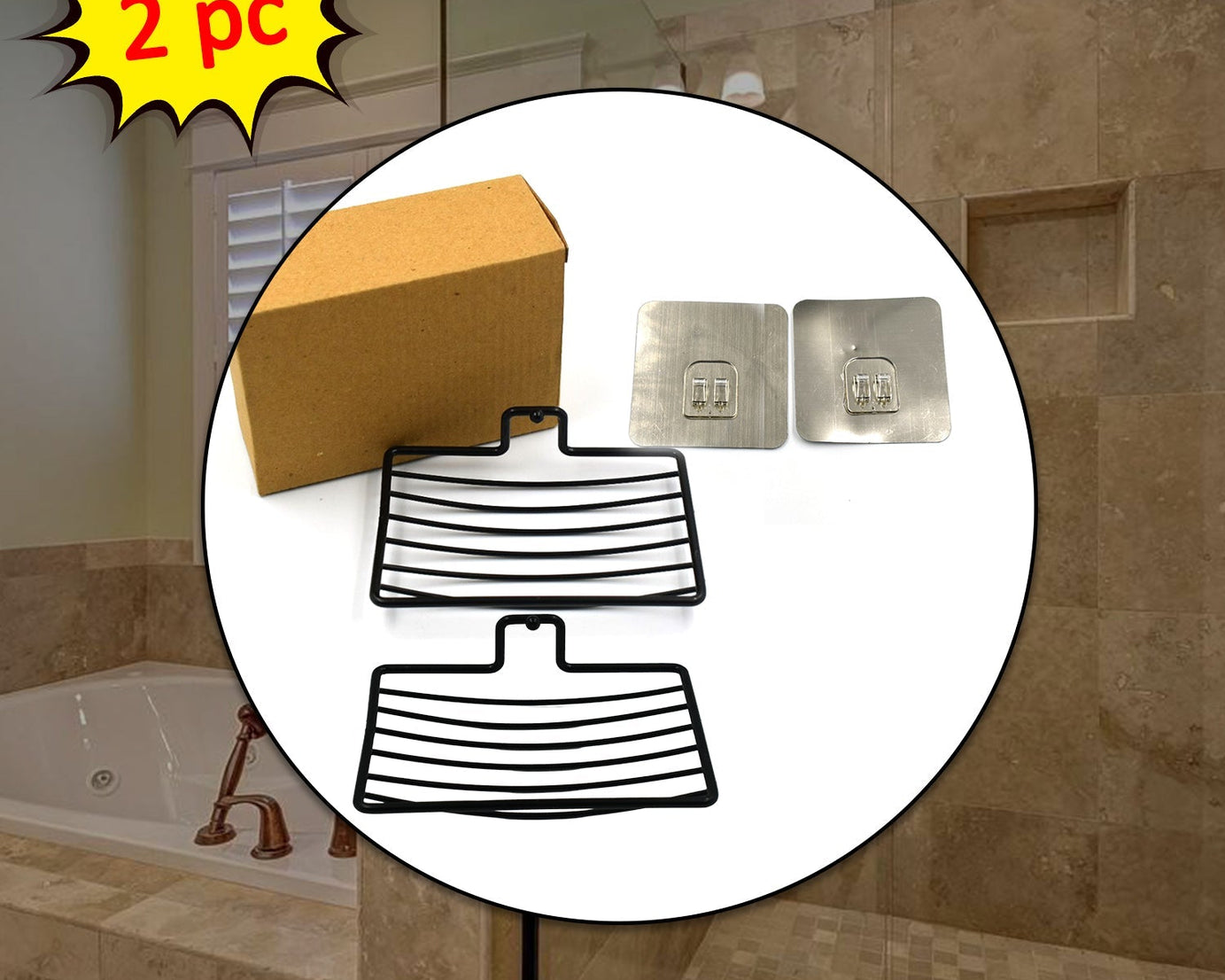 Wall-mounted soap holder rack, perfect for keeping soaps neat in the bathroom.