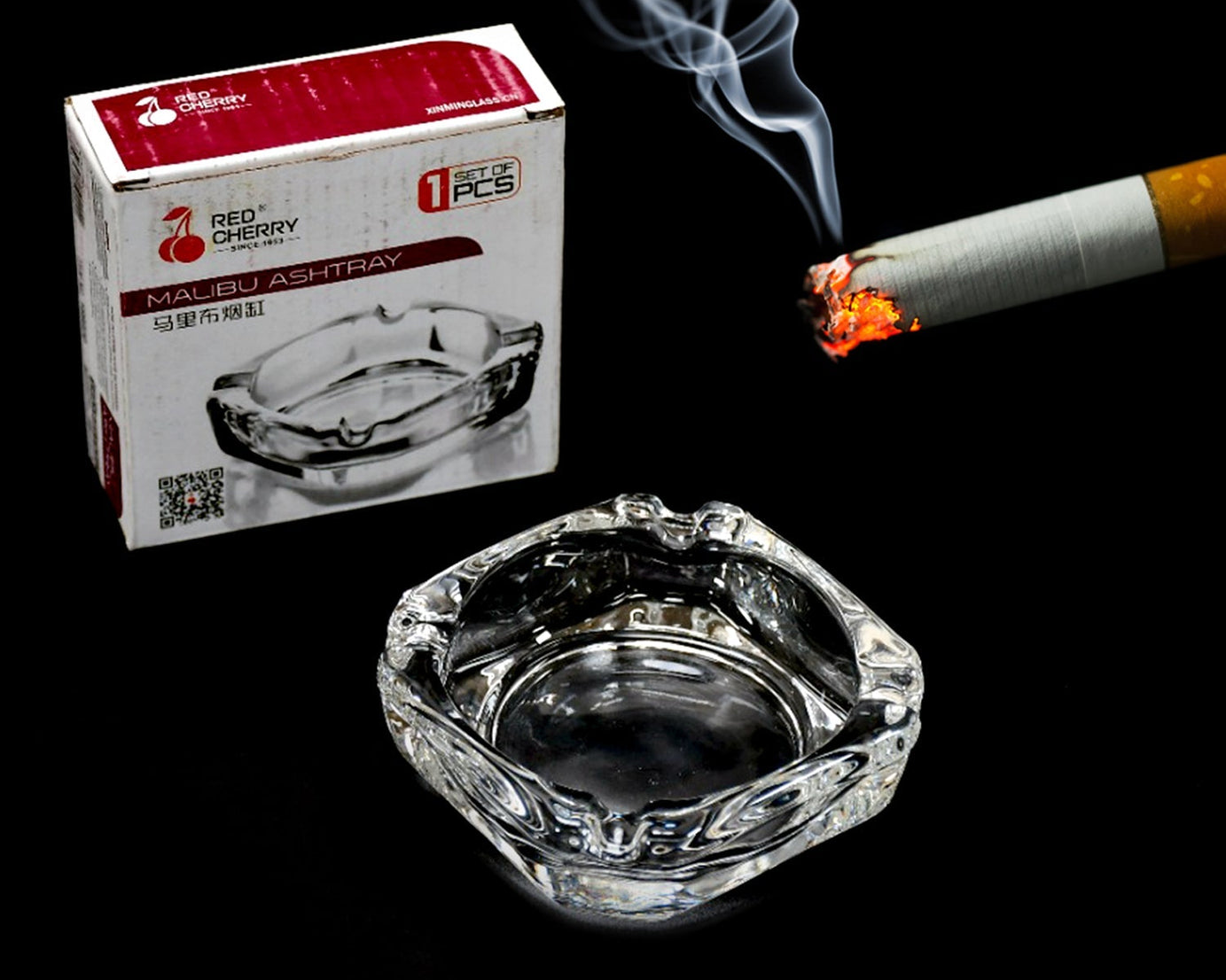Glass Brunswick Crystal Quality Cigar Cigarette Ashtray Round Tabletop for Home Office Indoor Outdoor Home Decor
