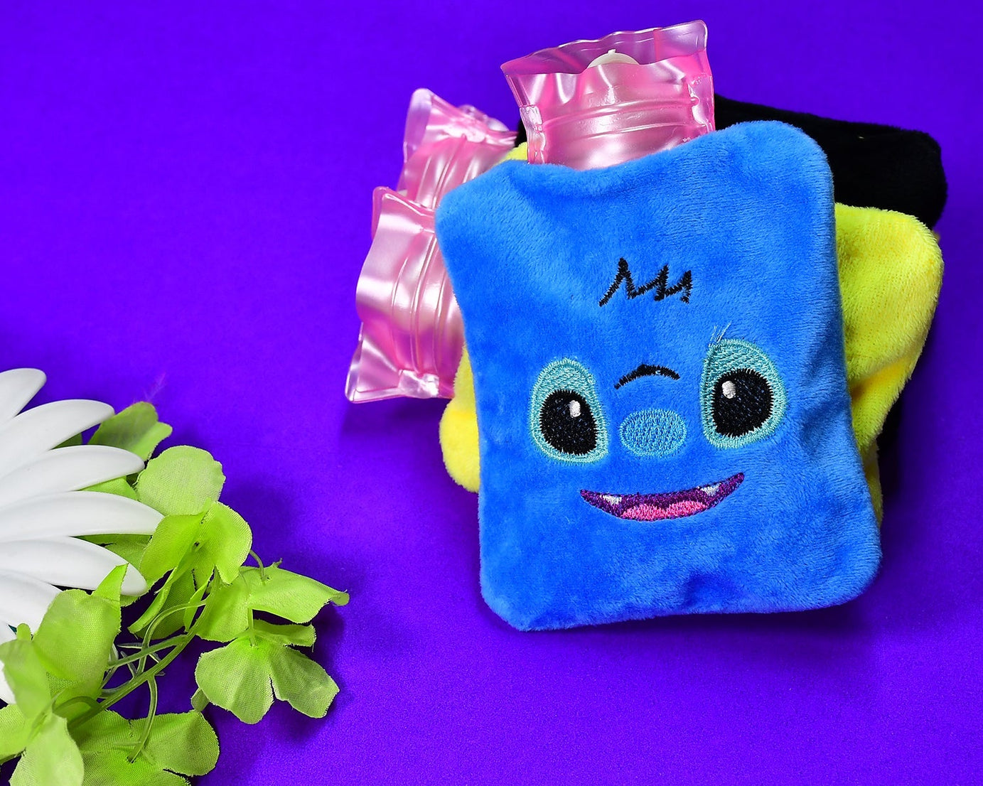 Hot water bag in blue stitch design, ideal for neck, shoulder pain