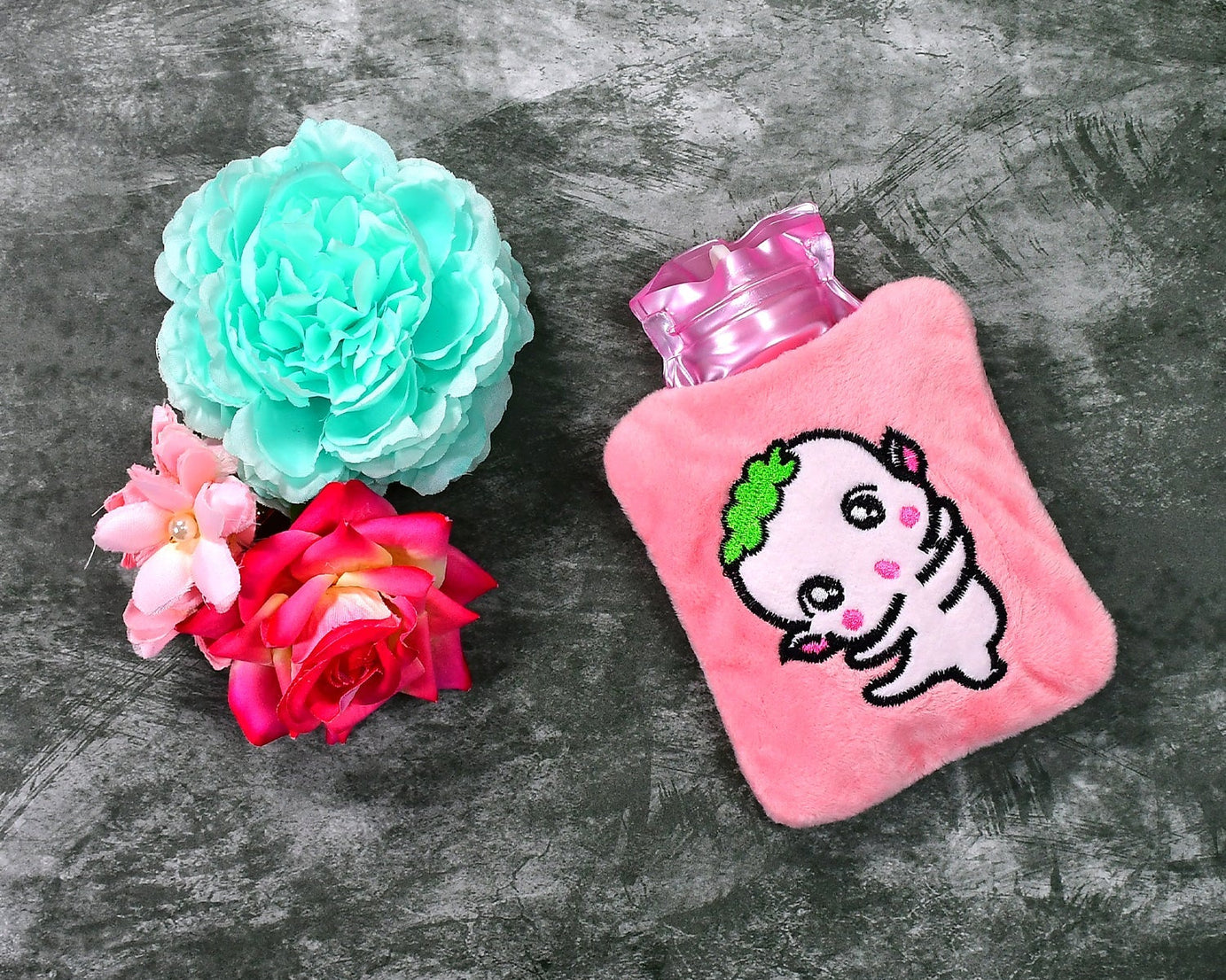 6532 Pink Cartoon small Hot Water Bag with Cover for Pain Relief, Neck, Shoulder Pain and Hand, Feet Warmer, Menstrual Cramps.