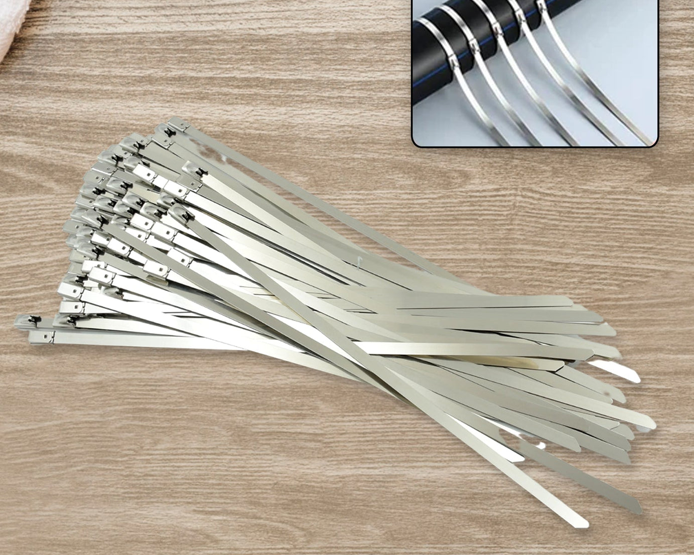 Stainless Steel Cable TIE Used for Solar, Industrial and Home Improvement Multipurpose HIGH Strength, Self-Locking Zip Ties, Multi-purpose Tie, Portable Rustproof 100Pcs Wide Application Zip Tie Set for Building (100 pcs Set / 4.6x200MM)