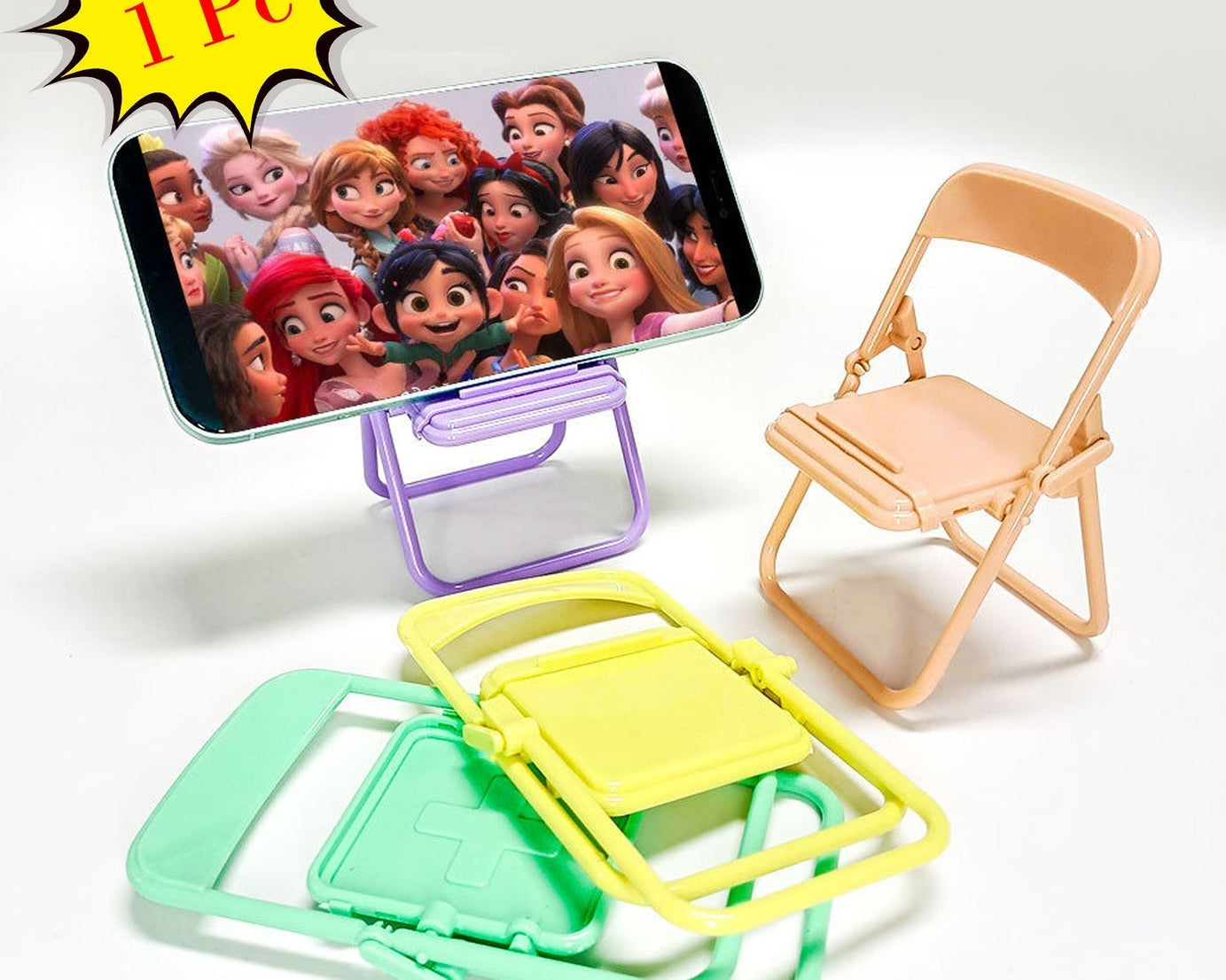 Compact mobile stand holder for desk or table use.