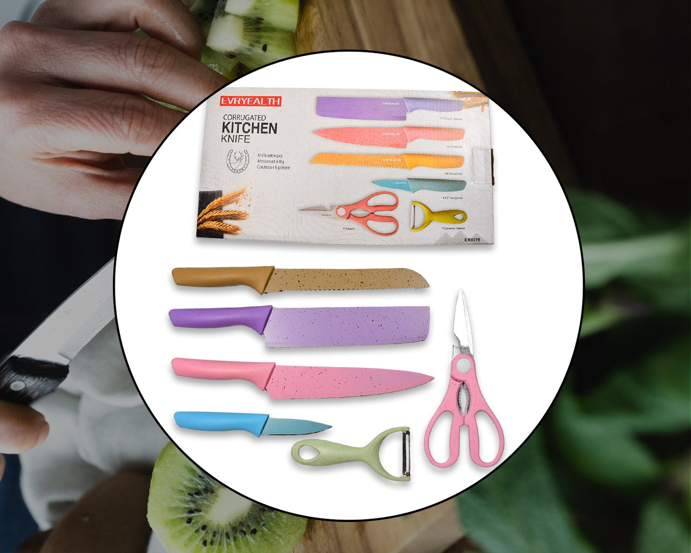 Corrugated 6Pc Kitchen Knife Set Professional Box Knife Set 6 Piece Forged Kitchen Knives with Box.