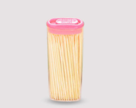 Bamboo toothpicks with dispenser box for hygiene.