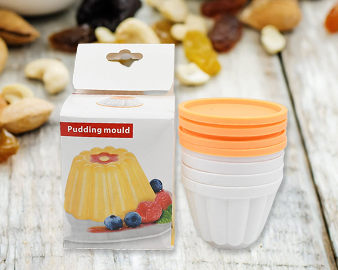 Pudding Molds, Custard Mold, Mold for Jelly Ice creams, Set of 4 Cups with Lid