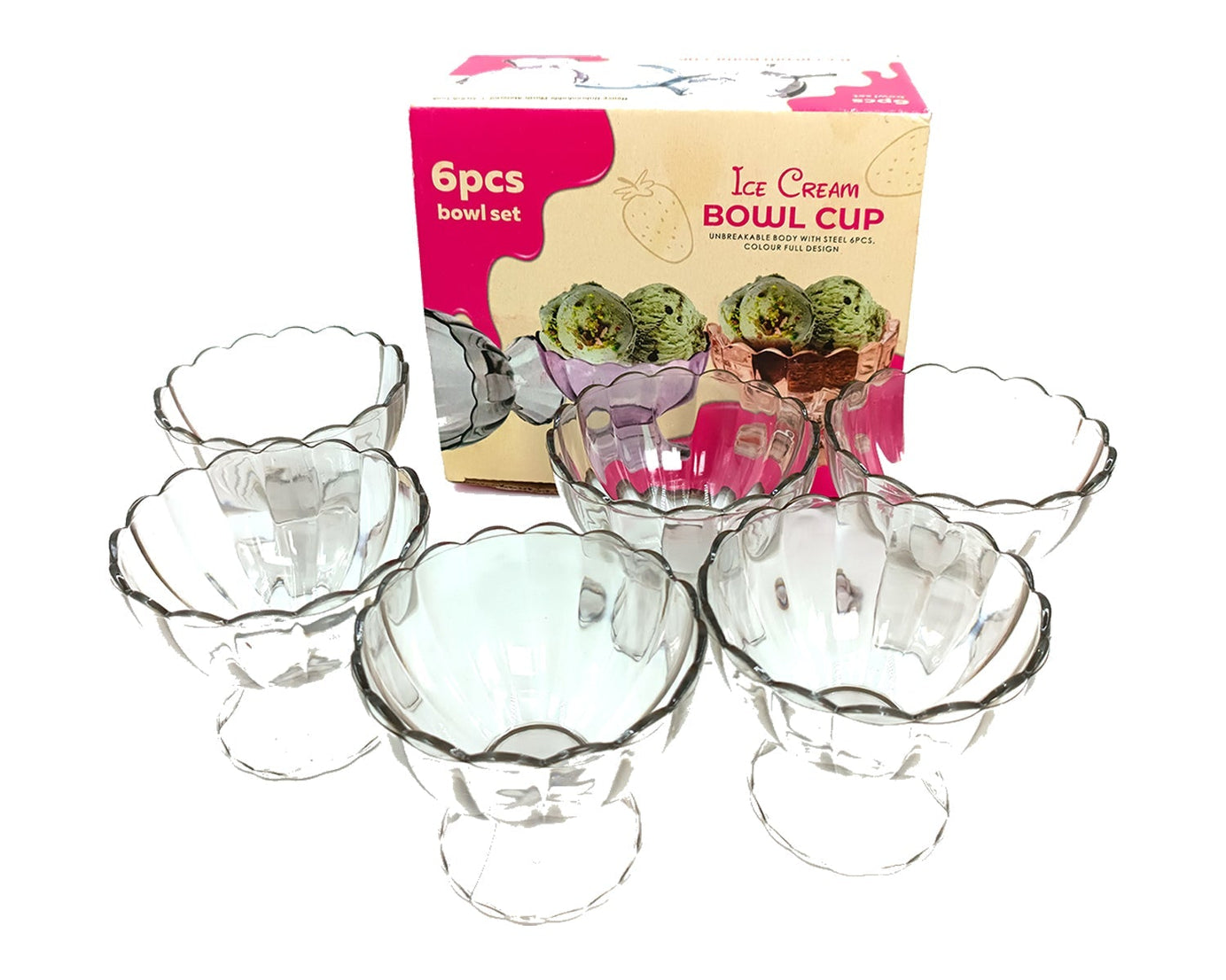 Serving Dessert Bowl Ice Cream Salad Fruit Bowl - 6pcs Serving Dessert Bowl Ice Cream Salad Fruit Bowl - 6pcs