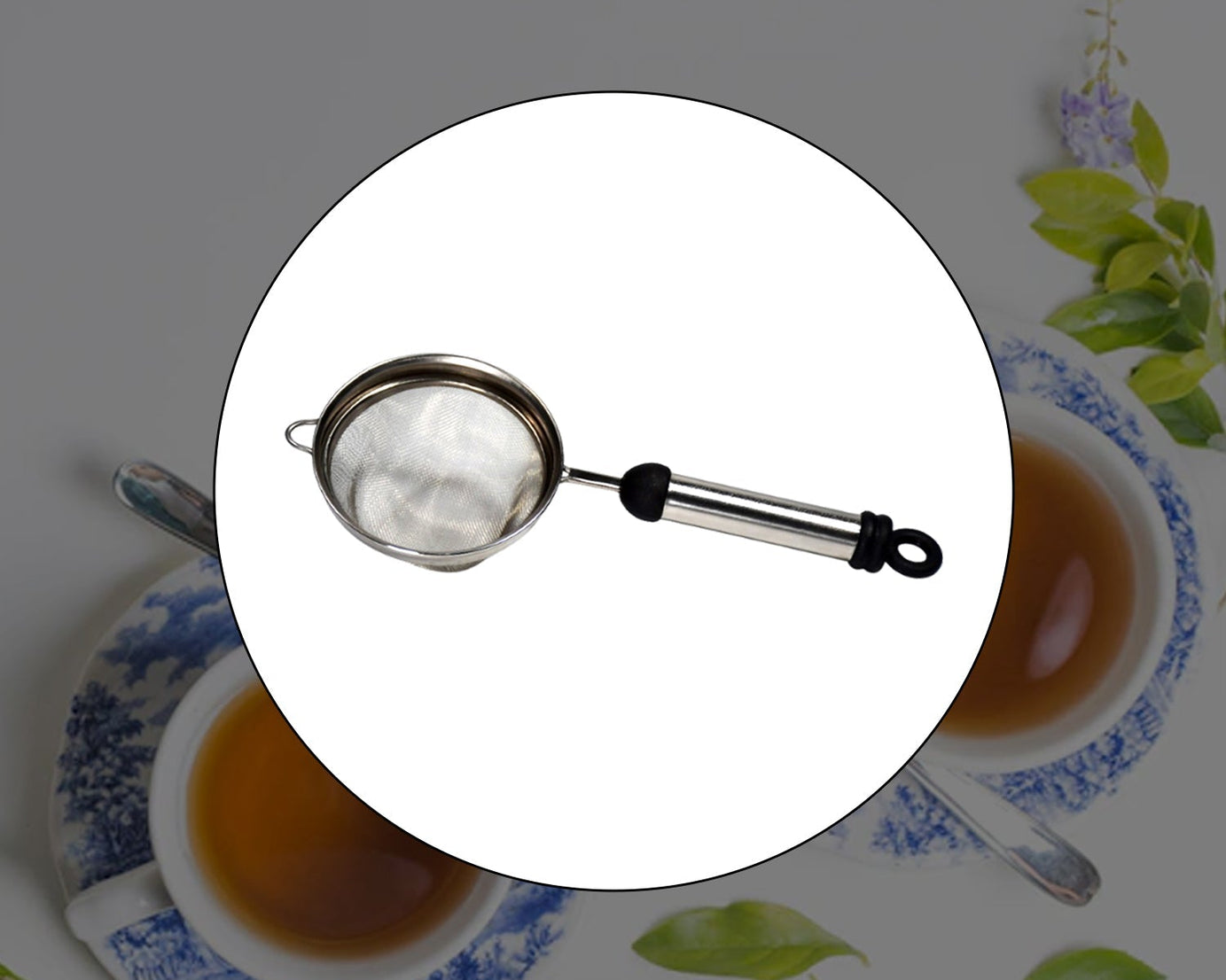 Stainless steel strainer for tea, juice, and soups