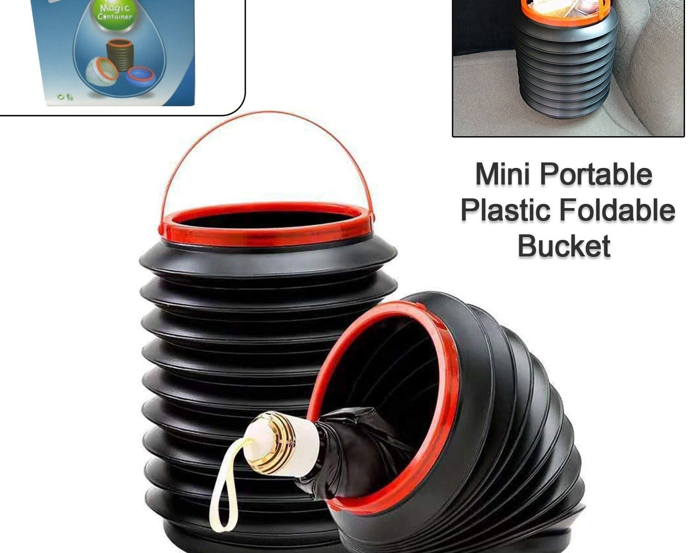 Foldable Storage Bucket , Water Container & Dustbin Multiuse Bucket For Home , Car & Kitchen Use Bucket