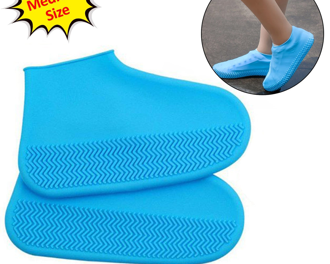 Waterproof foldable shoe covers with non-slip grip