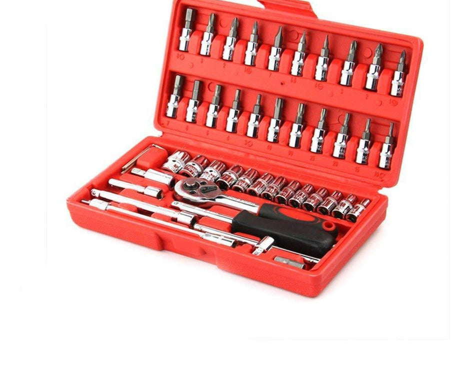 0422 Socket 1/4 Inch Combination Repair Tool Kit (Red, 46 pcs) 