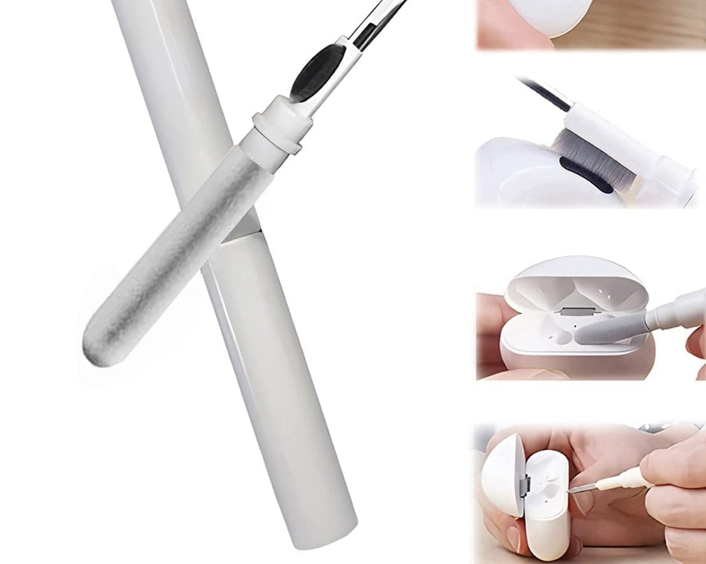 3 In 1 Earbuds Cleaning Pen For Cleaning Of Ear Buds And Ear Phones Easily Without Having Any Damage.